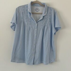 Aria Pinstripe Button Down Polo and Capri Shorts Pijama Set Size L